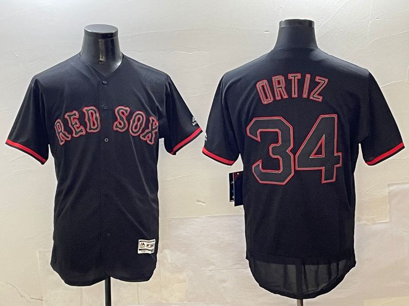 Men Boston Red Sox 34 Ortiz Black Fashion Elite 2025 Nike MLB Jersey style 1